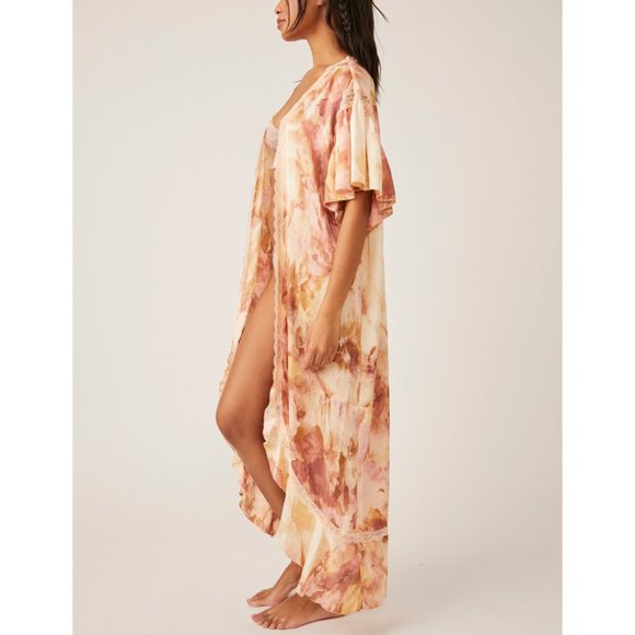 FREE PEOPLE Moonbeams Washed Robe / Sweet Combo Kimono Pajama Set size M - Picture 5 of 15